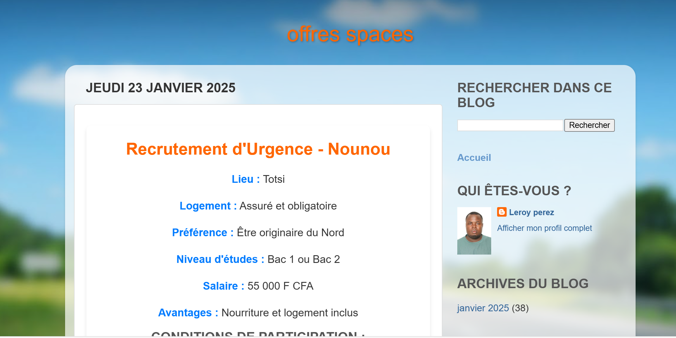 Un blog d'offres d'emplois